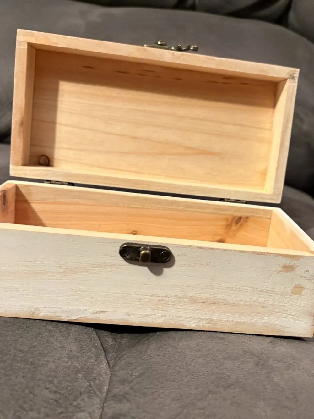 Carved Mango Wooden Box-Rustic Farmhouse w/ Hinged Lid-Whitewashed-8